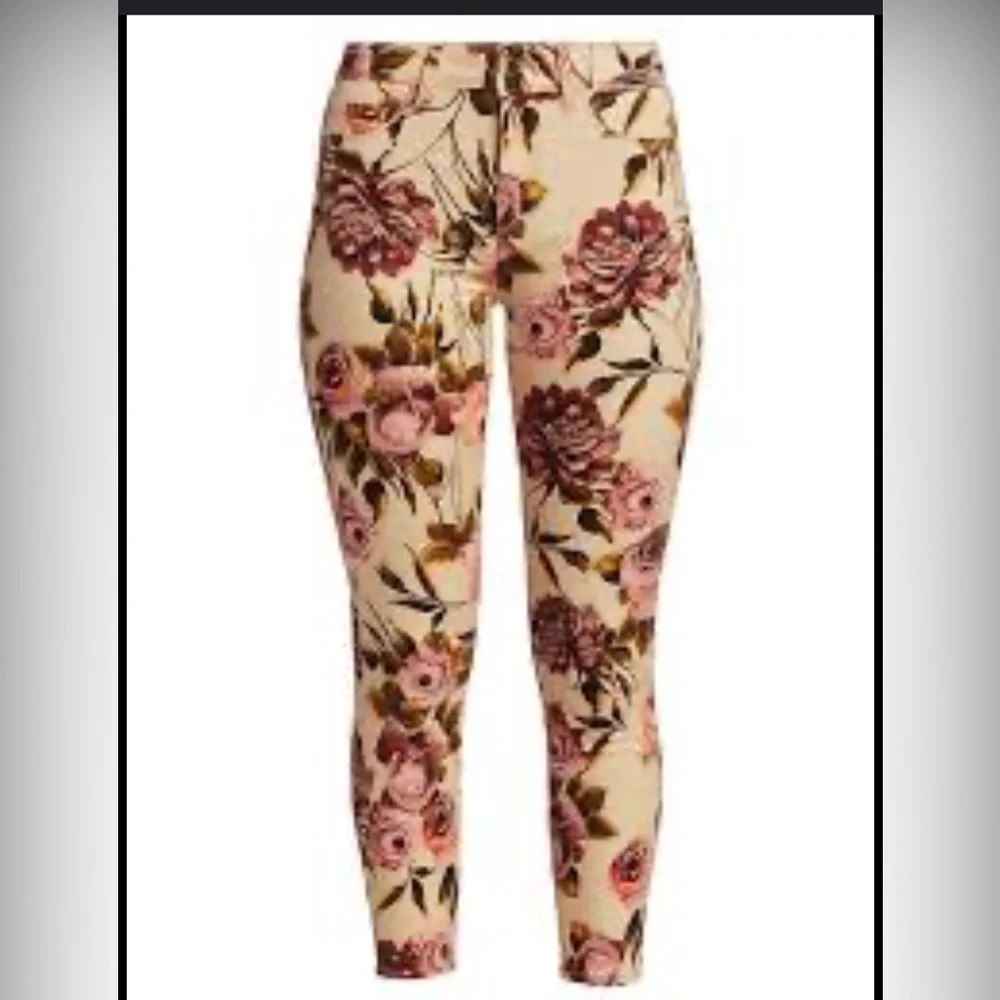 L'AGENCE Cream/Pink Floral Margot High Rise Skinny Ankle Jean Sz 28 EUC - Picture 2 of 11